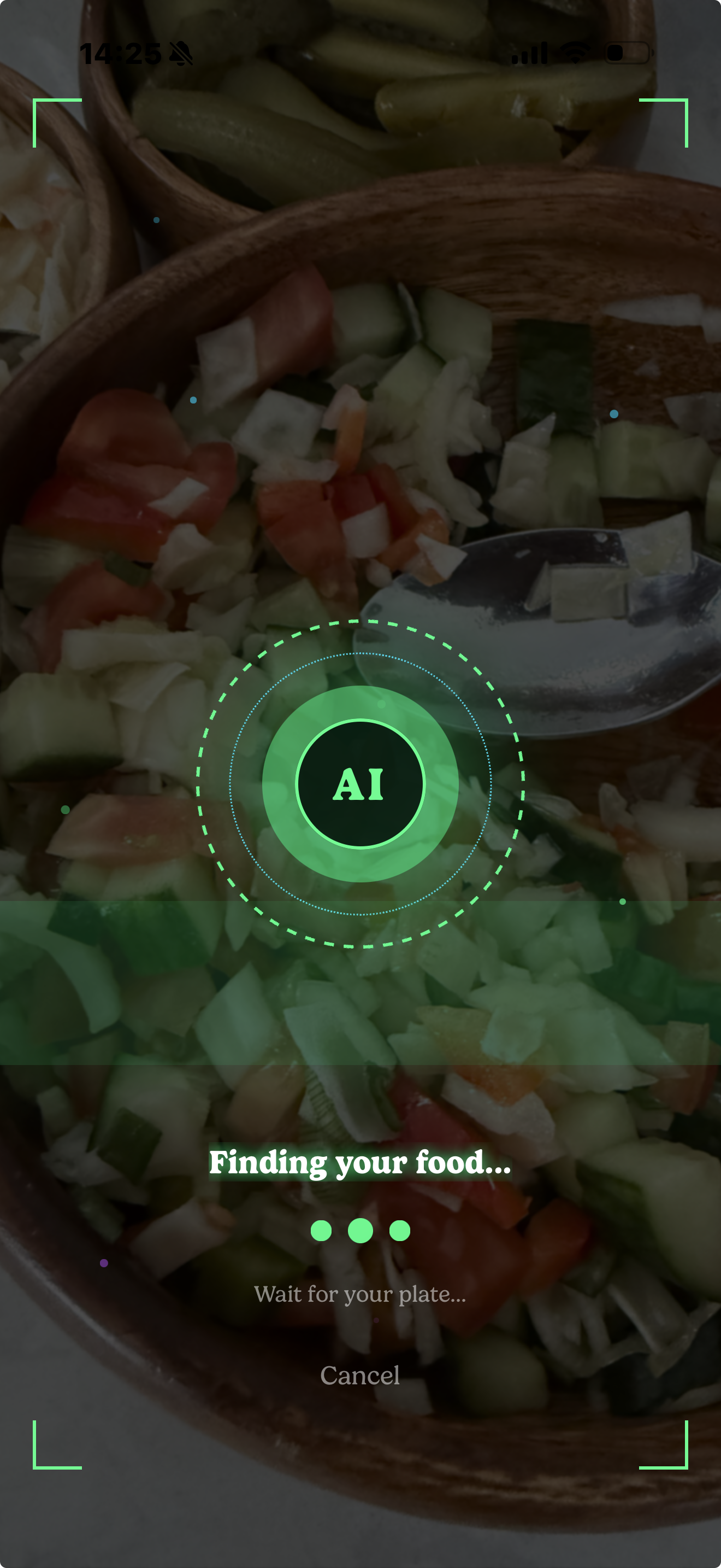 AI camera scanning a fresh salad bowl